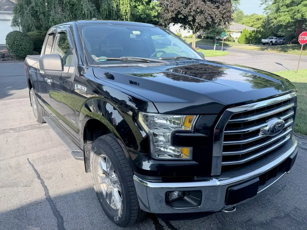 Clean, detailed Ford F-150 parked in a driveway