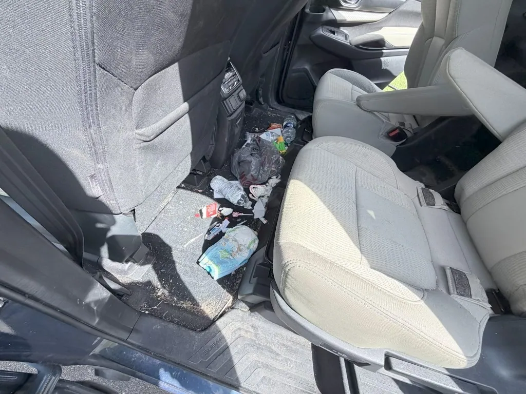 Dirty car interior before detailing